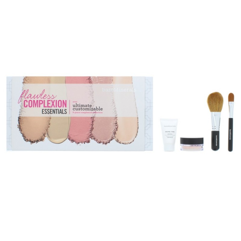 bareMinerals Flawless Complexion Essentials Cosmetic Primer 15ml - Finishing Powder 2g - Face Brush Concealer Brush Gift set